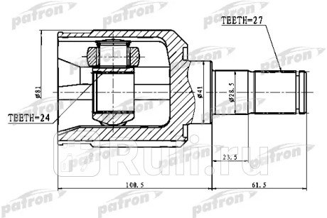 Шрус внутренний левый 27x41x24 kia sportage 04-10 PATRON PCV1775  для Разные, PATRON, PCV1775