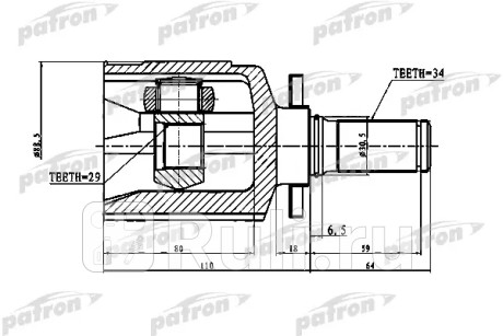 Шрус внутренний левый 34x31x29 chevrolet lacetti optra (j200) 03-08 PATRON PCV1773  для Разные, PATRON, PCV1773