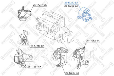 Подушка двигателя задняя honda cr-v rd4 rd5 rd6 rd7 rd9 2001-2006 STELLOX 25-17250-SX  для Разные, STELLOX, 25-17250-SX