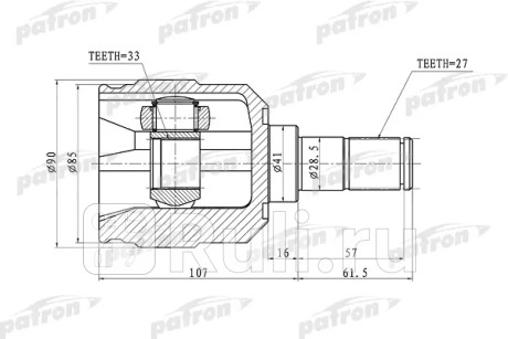 Шрус внутренний левый 27x41x33 hyundai tucson 04-10 PATRON PCV1355  для Разные, PATRON, PCV1355