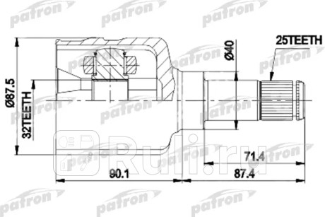 Шрус внутр лев к-кт 25x40x32 empi 87-9536, chrysler:town&country, voyager 96-05 dodge:caravan 96-05 PATRON PCV9536  для Разные, PATRON, PCV9536