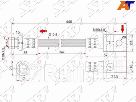 Шланг тормозной задний (таиланд) nissan patrol safari 87-97 06- SAT ST-46210-02J00  для Разные, SAT, ST-46210-02J00