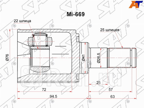 Шрус внутренний rr kia sportage 04-10 SAT MI-669  для Разные, SAT, MI-669