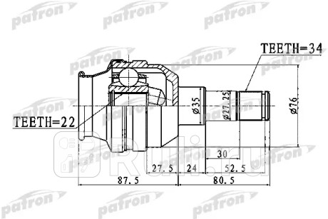 Шрус внутренний задний 34x35x22 chevrolet captiva (c100) 07- PATRON PCV1749  для Разные, PATRON, PCV1749