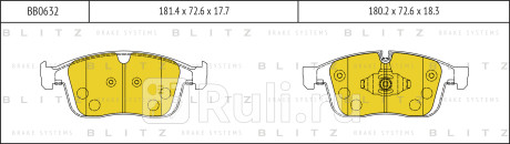 Колодки тормозные дисковые передние volvo xc60 08- BLITZ BB0632  для Разные, BLITZ, BB0632