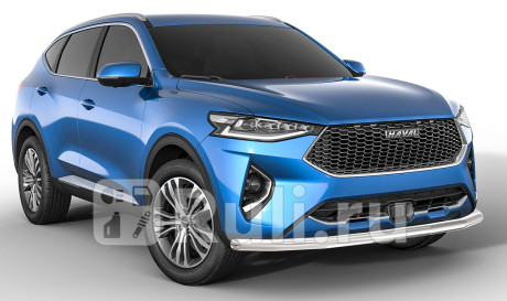 R.9404.001 - Защита переднего бампера d57 (RIVAL) Haval F7 (2019-2022) для Haval F7 (2019-2022), RIVAL, R.9404.001