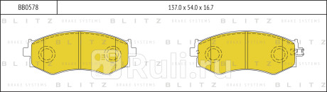 Колодки тормозные дисковые передние nissan primera travaller 04- ssangyong rexton 04- hyundai sonata lantra 91- BLITZ BB0578  для Разные, BLITZ, BB0578